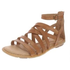 Born Giverny Tan Brown Strappy Sandals Shoes Gladiator size 7 leather comfy